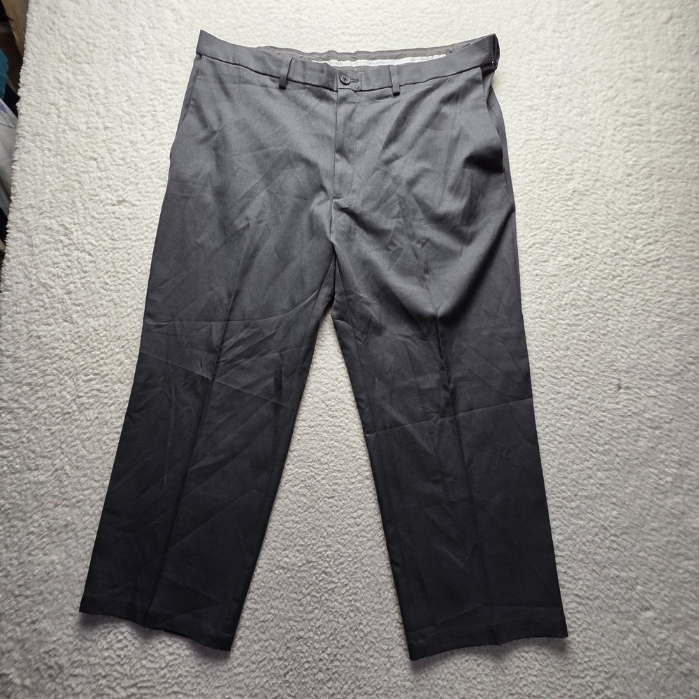 Haggar Dress Pants Mens 40x30 Gray Cool 18 Pro Classic Fit Microfiber Slacks